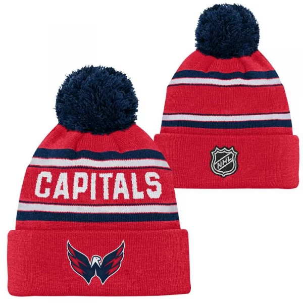 Kid's beanie WAS Wordmark Jacquard Cuff Pom Washington Capitals