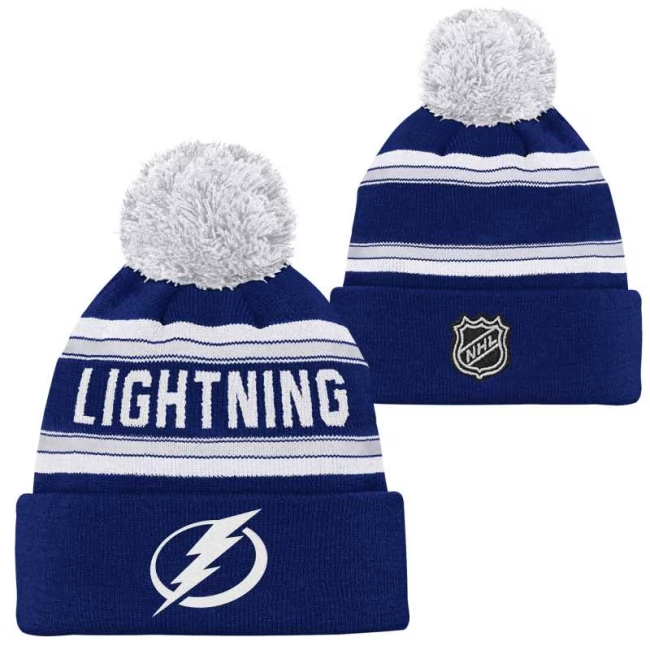 Kid's beanie TBA Wordmark Jacquard Cuff Pom Tampa Bay Lightning
