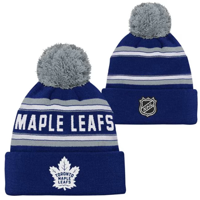 Kid's beanie TOR Wordmark Jacquard Cuff Pom Toronto Maple Leafs