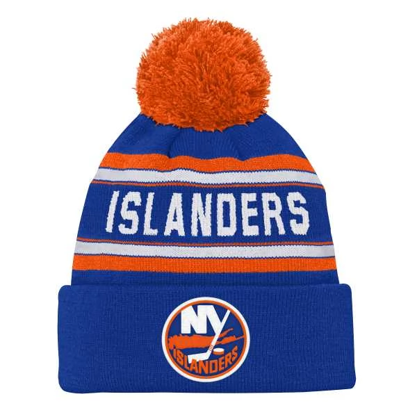 Beanie Junior NYI Jacquard Cuffed Knit With Pom New York Islanders