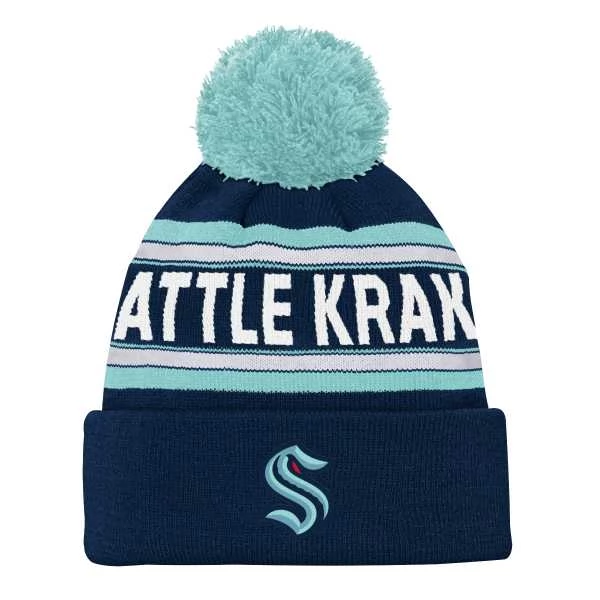 Beanie Junior SEA Jacquard Cuffed Knit With Pom Seattle Kraken